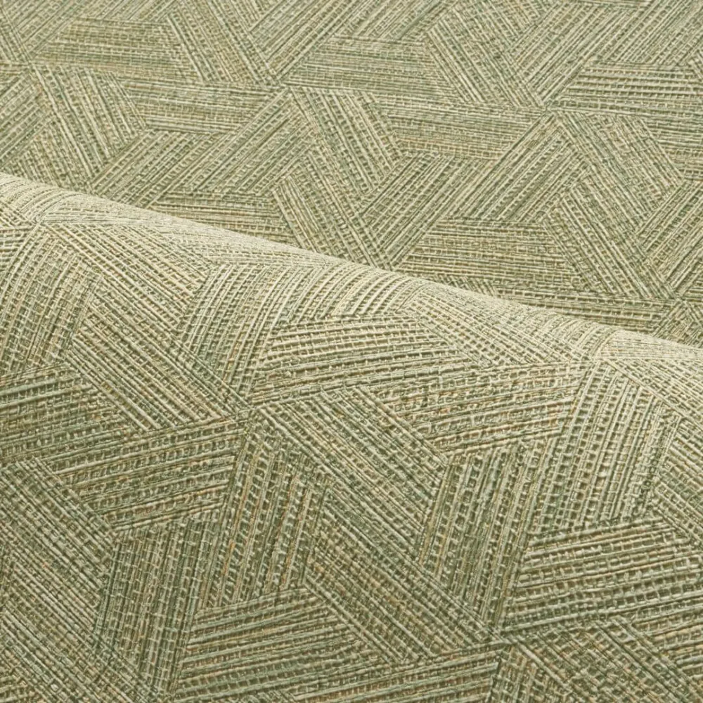 Tapeta strukturalna geometryczna inspirowana liśćmi bananowca LINDU - KAKI ciemnozielony