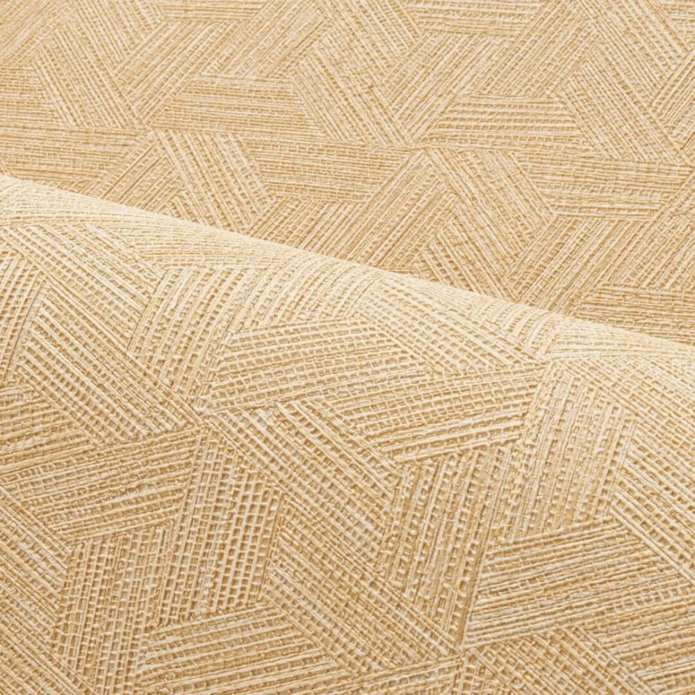 Tapeta strukturalna geometryczna inspirowana liśćmi bananowca LINDU - PAILLE słomiany beż