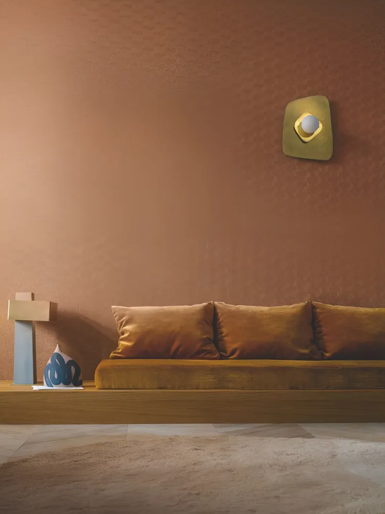 Tapeta strukturalna geometryczna inspirowana liśćmi bananowca LINDU - PAILLE słomiany beż