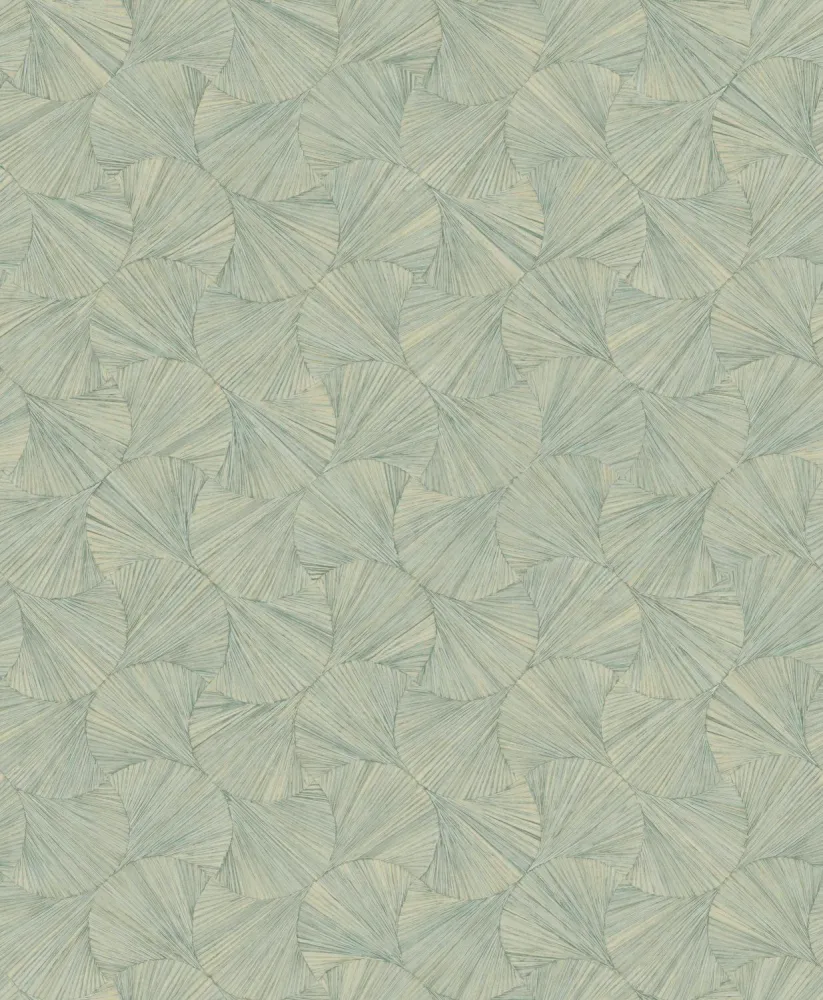 Tapeta strukturalna geometryczna z motywem roślinnym liści LOMBOK - OPALINE jasny zielony