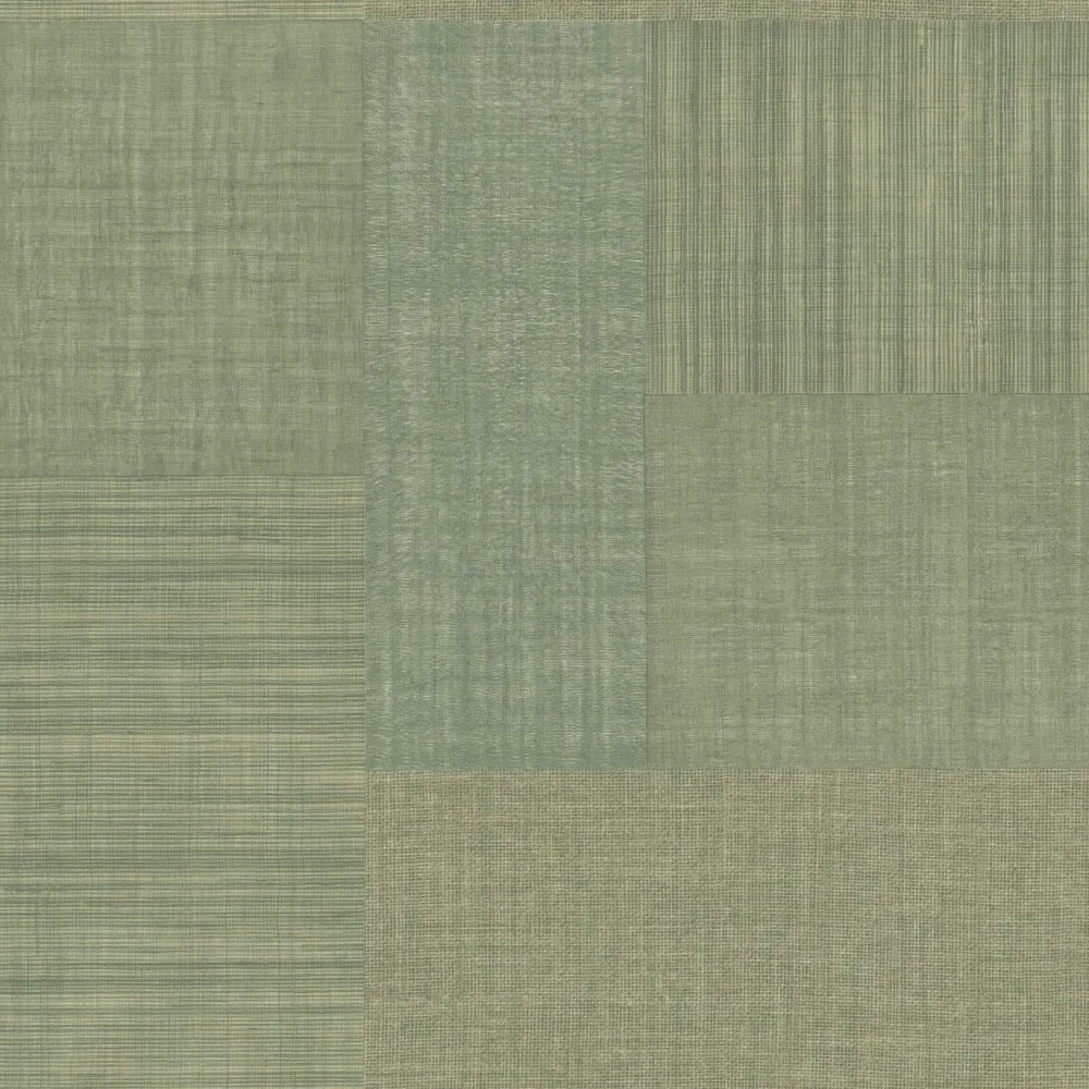Tapeta strukturalna geometryczna patchwork imitująca tkaninę MESTIZO - CACTUS kaktusowa zieleń