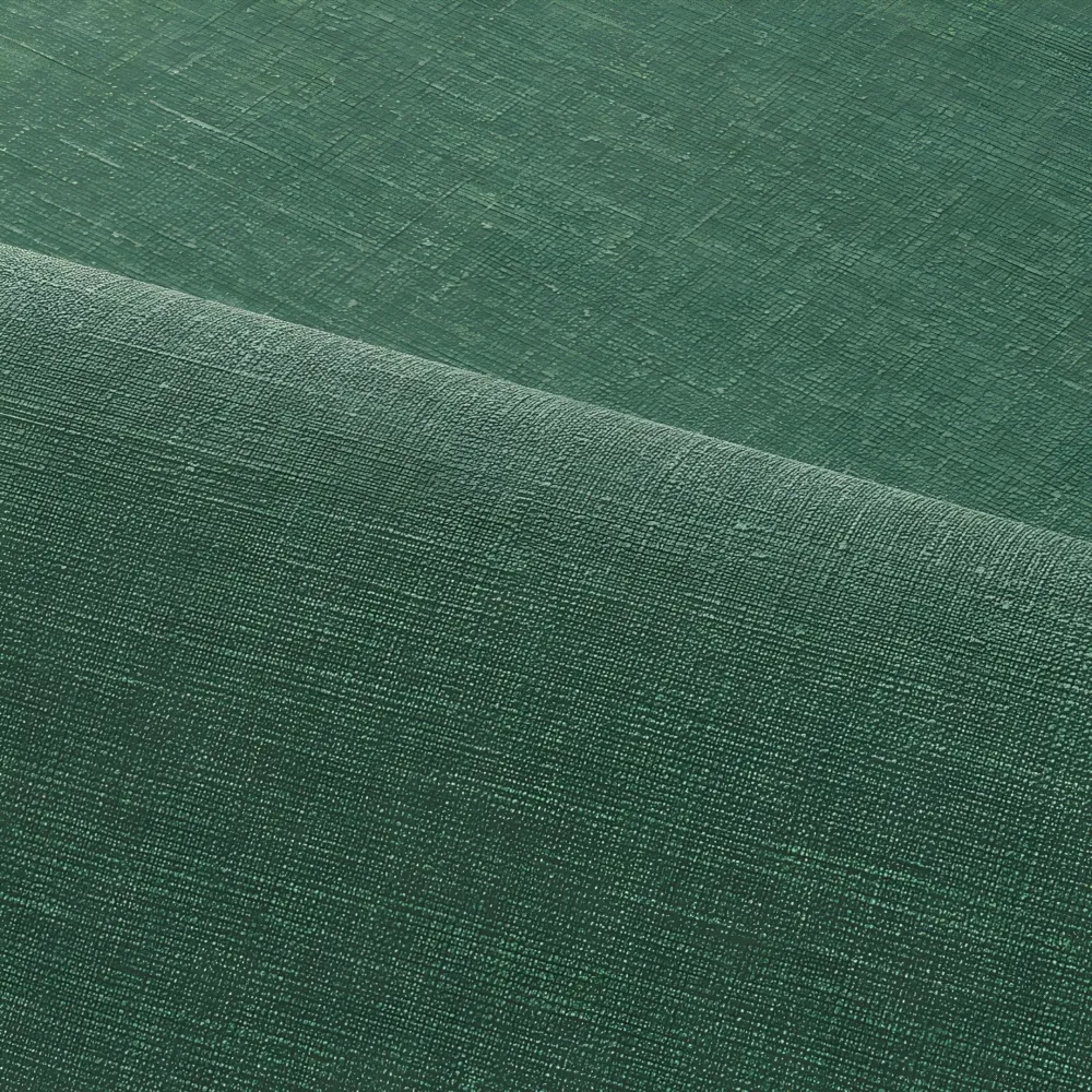 Tapeta strukturalna imitująca lniane płótno SHINOK - VERT FORET ciemny zielony