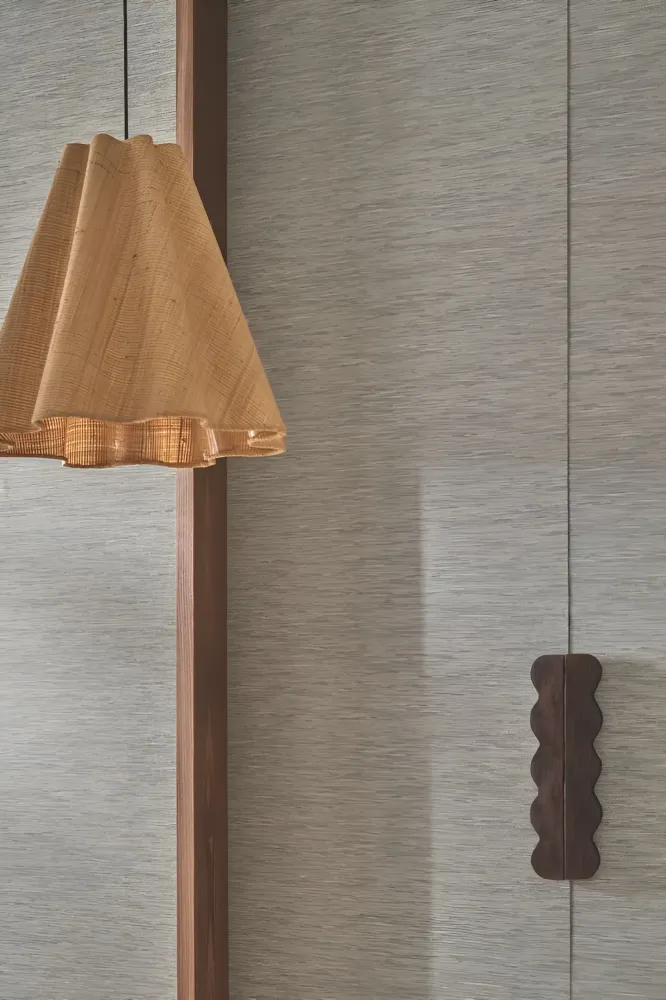 Tapeta strukturalna imitująca tkaninę żakardową TATAMI - ACIER stalowy szary