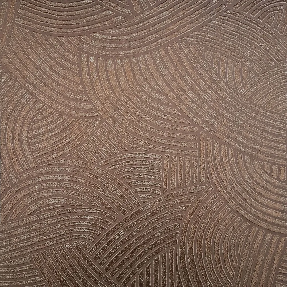 Tapeta strukturalna metaliczna 3D z geometrycznym motywem ASSOUAN - TERRACOTTA terakota