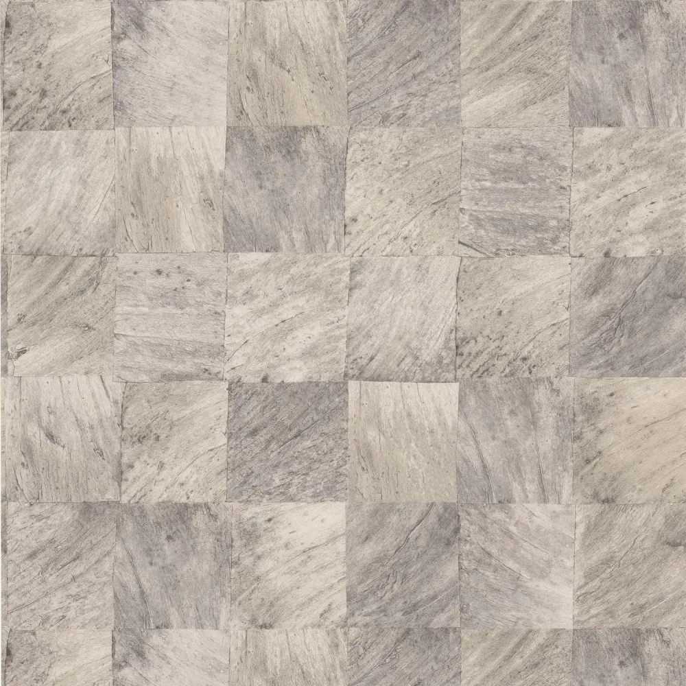 Tapeta strukturalna z motywem geometrycznym imitująca drewno ABALE - GRIS CENDRE ciepły szary