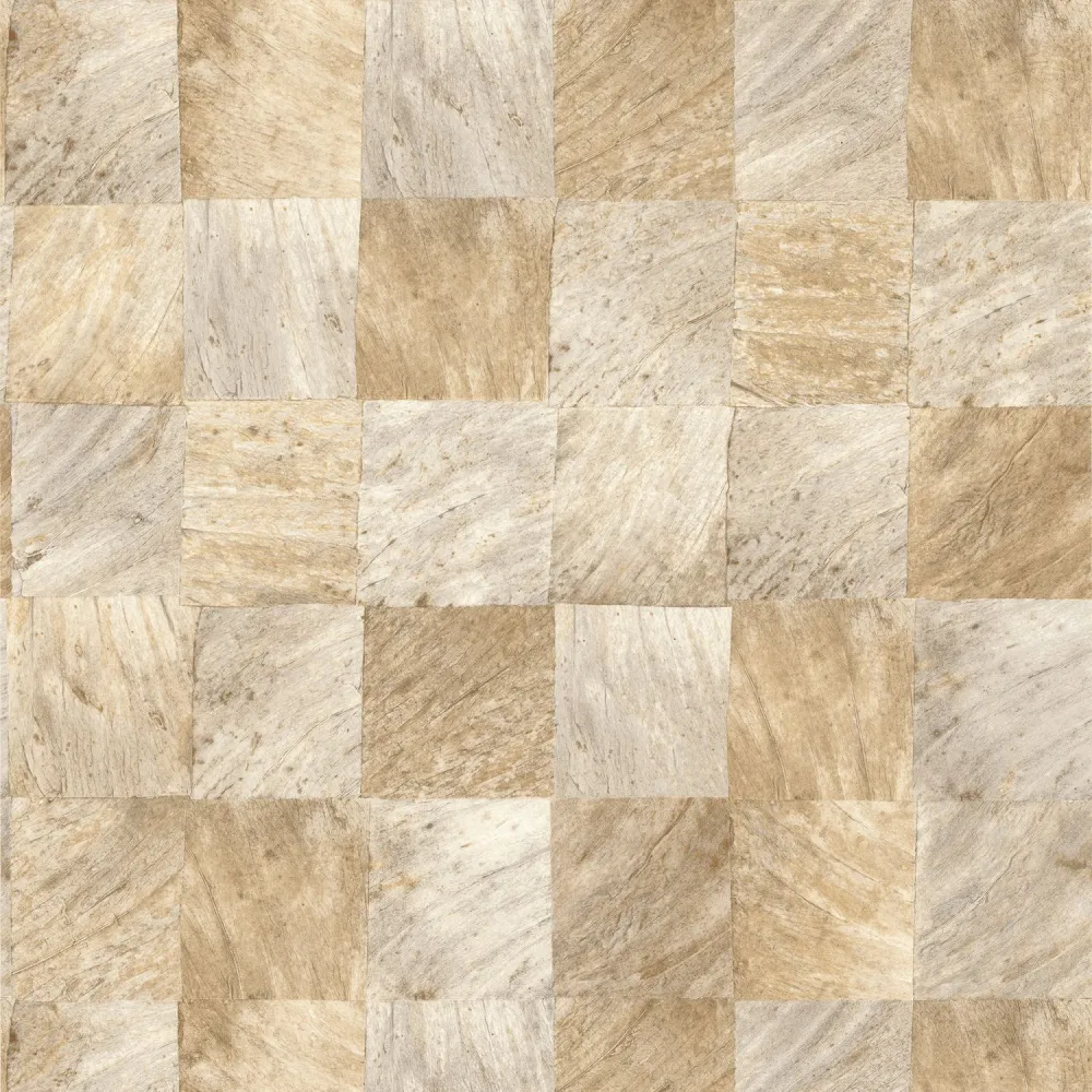 Tapeta strukturalna z motywem geometrycznym imitująca drewno ABALE - SABLE beżowy