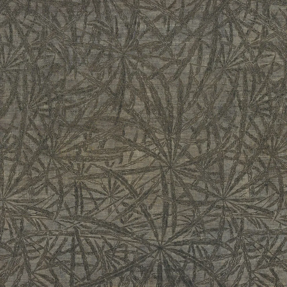 Tapeta strukturalna z motywem roślinnym liści palm PALMYRE - GRIS TAUPE taupe z szarym