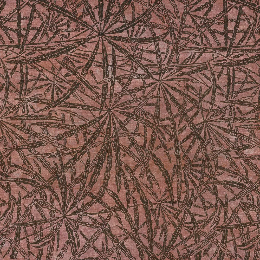 Tapeta strukturalna z motywem roślinnym liści palm PALMYRE - TERRACOTTA terakota