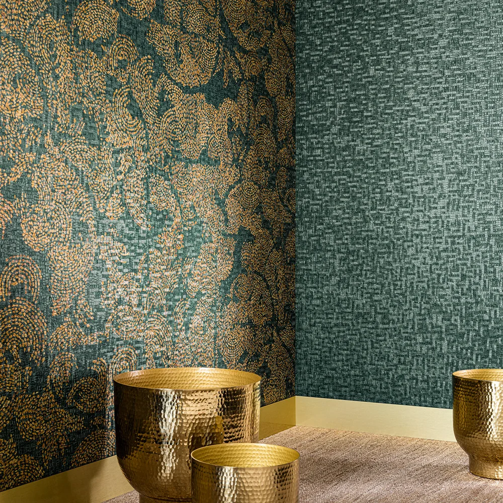 Tapeta strukturalna z mozaiką w ornamenty VENETIE - NOIR/DORE czarny ze złotym