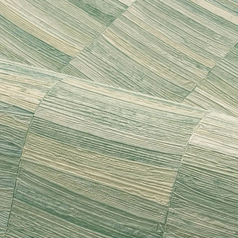 Tapeta strukturalna w pasy imitująca roślinny splot STYLOSA - VERT AMANDE zielony