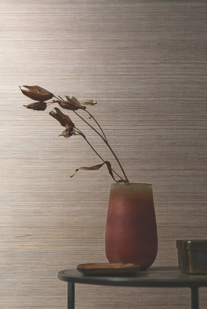 Tapeta z włókna roślinnego strukturalna PICTA - TERRE ARGENT biały z beżowym