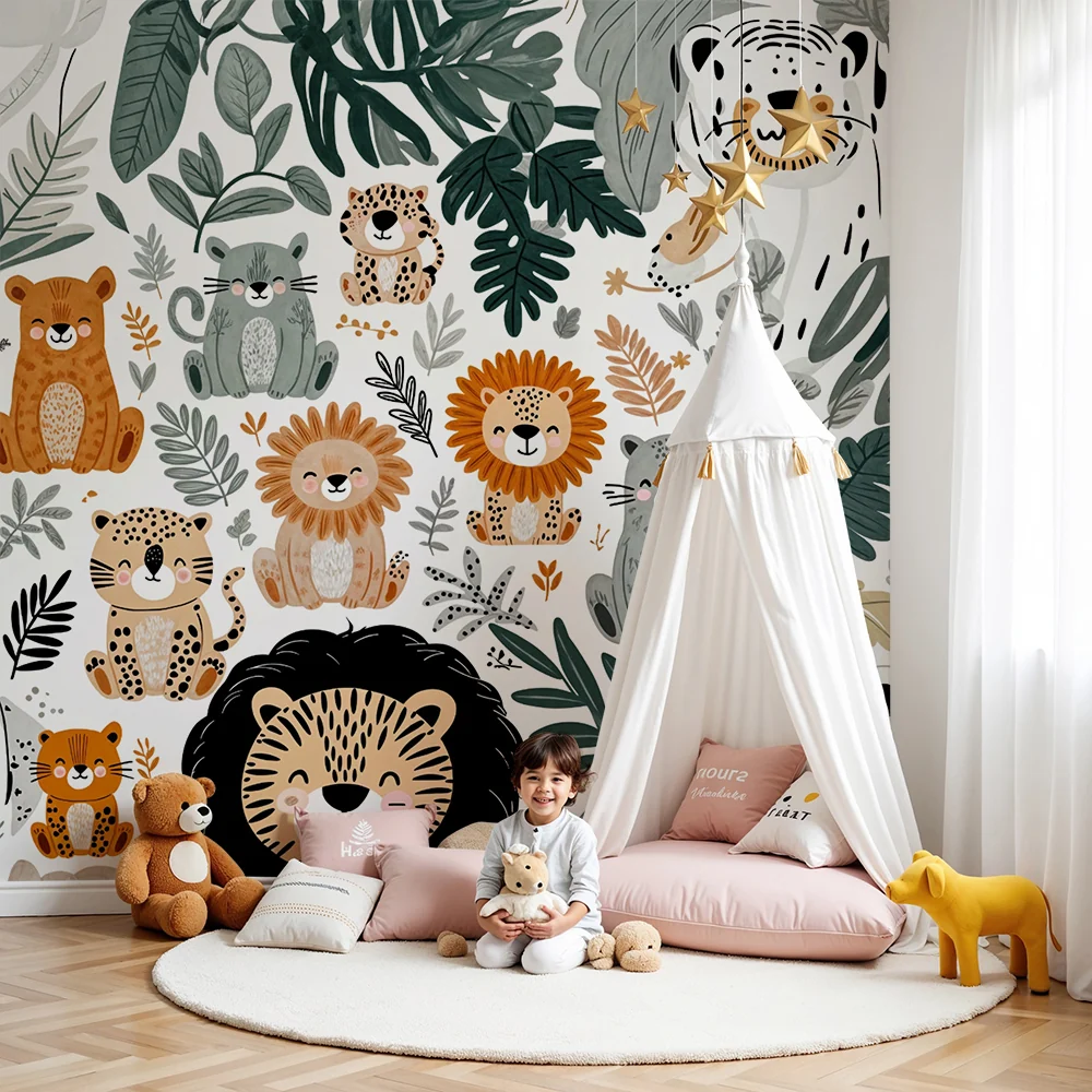 Tapeta zwierzęta dżungli | Uroczy i zabawny design