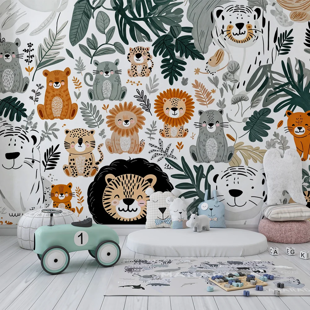 Tapeta zwierzęta dżungli | Uroczy i zabawny design