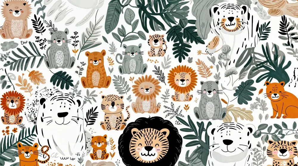 Tapeta zwierzęta dżungli | Uroczy i zabawny design