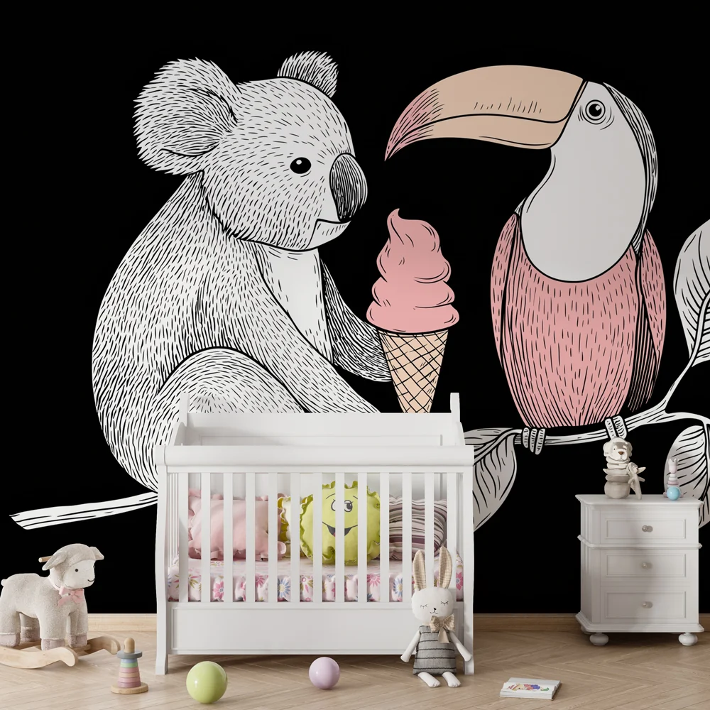 Tapety dla dzieci | Żarłoczny koala i kolorowy tukan
