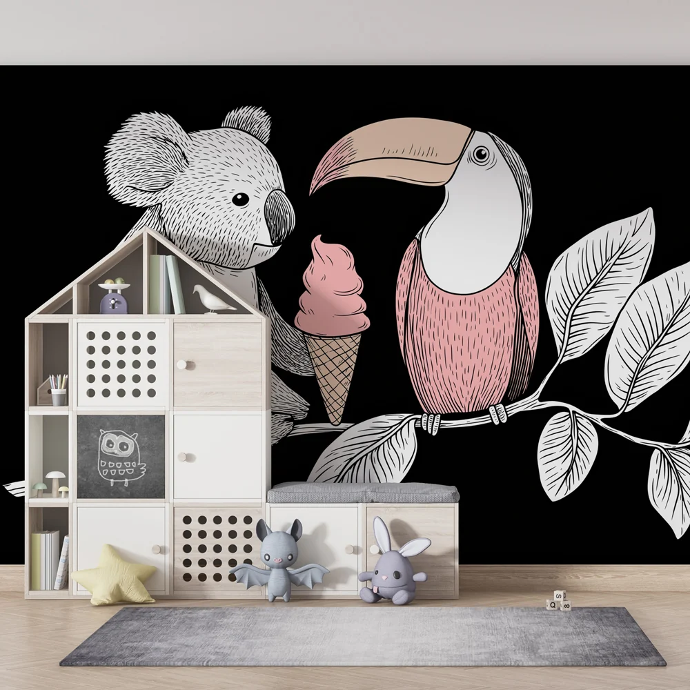 Tapety dla dzieci | Żarłoczny koala i kolorowy tukan