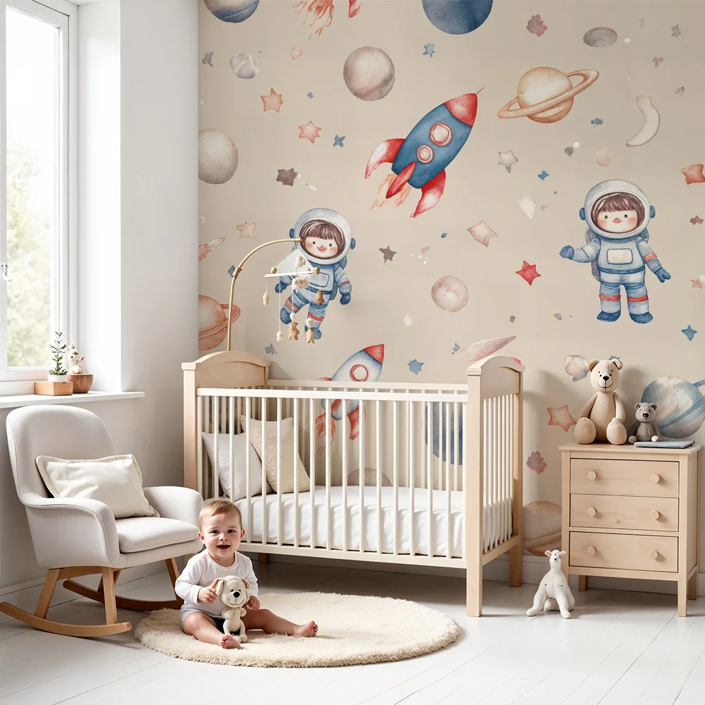 Tapety dla dzieci | Astronauci i pastelowe planety