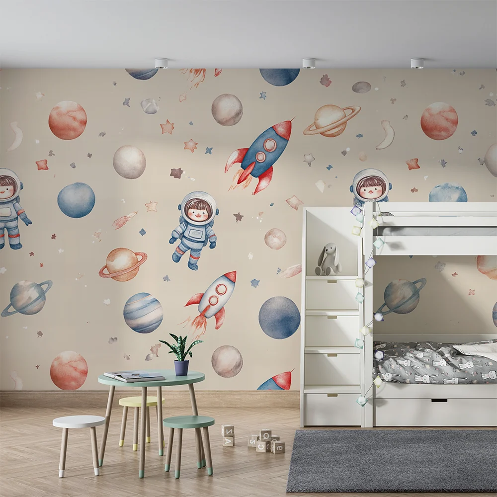 Tapety dla dzieci | Astronauci i pastelowe planety