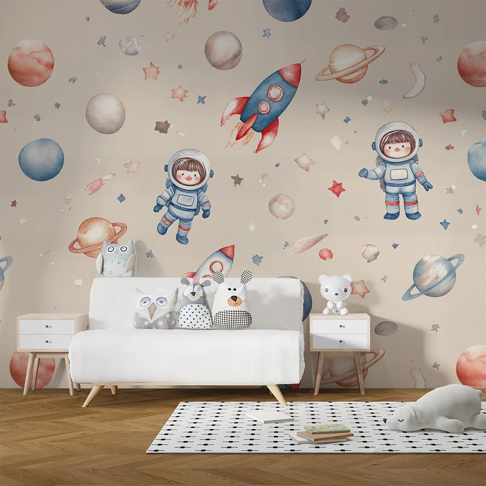 Tapety dla dzieci | Astronauci i pastelowe planety