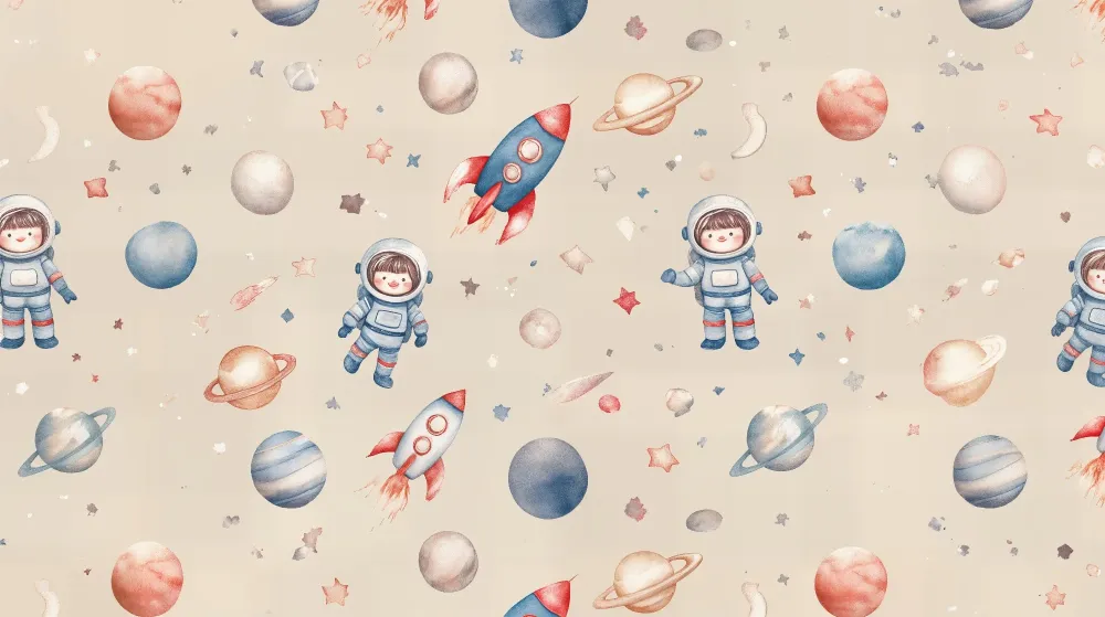 Tapety dla dzieci | Astronauci i pastelowe planety