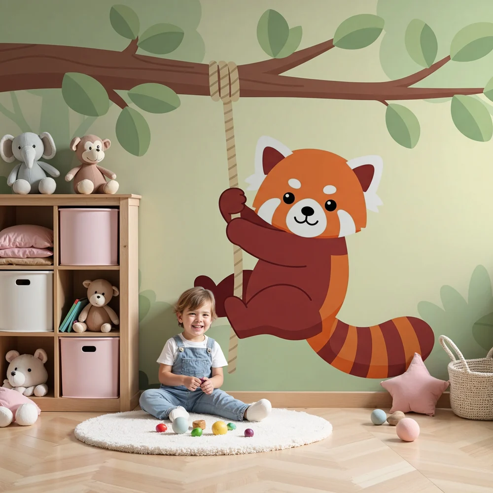 Tapety dla dzieci | Awanturniczy czerwony panda w dżungli