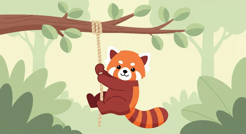 Tapety dla dzieci | Awanturniczy czerwony panda w dżungli