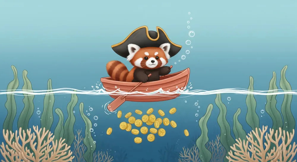 Tapety dla dzieci | Czerwony piracki panda na oceanie
