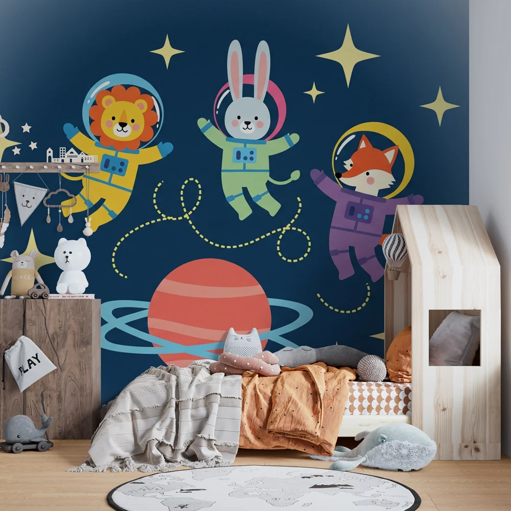 Tapety dla dzieci | Cztery zwierzęta astronautów w kosmosie