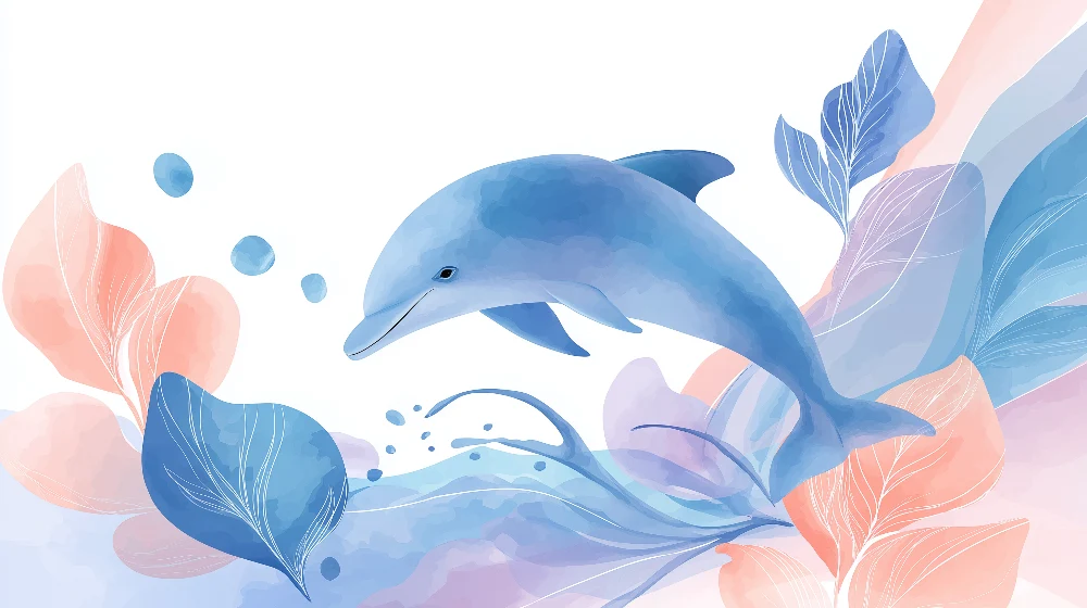 Tapety dla dzieci | Delfin w pastelowym oceanie