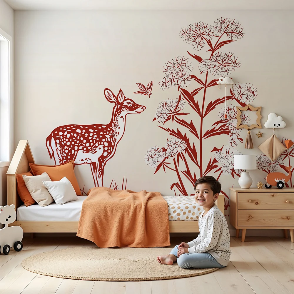 Tapety dla dzieci | Delikatna fauna i flora z jelonkiem
