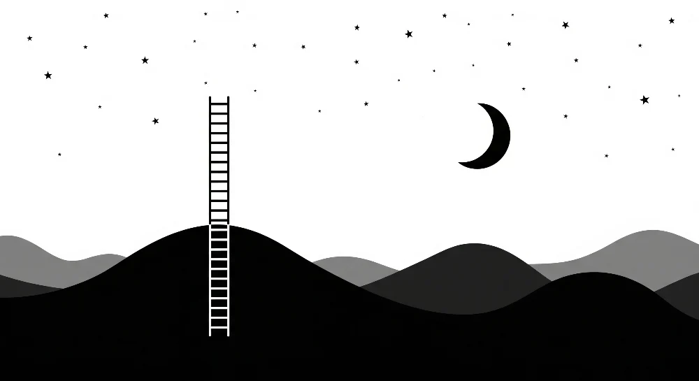 Tapety dla dzieci | Drabina do gwiazd i minimalistyczny nocny krajobraz