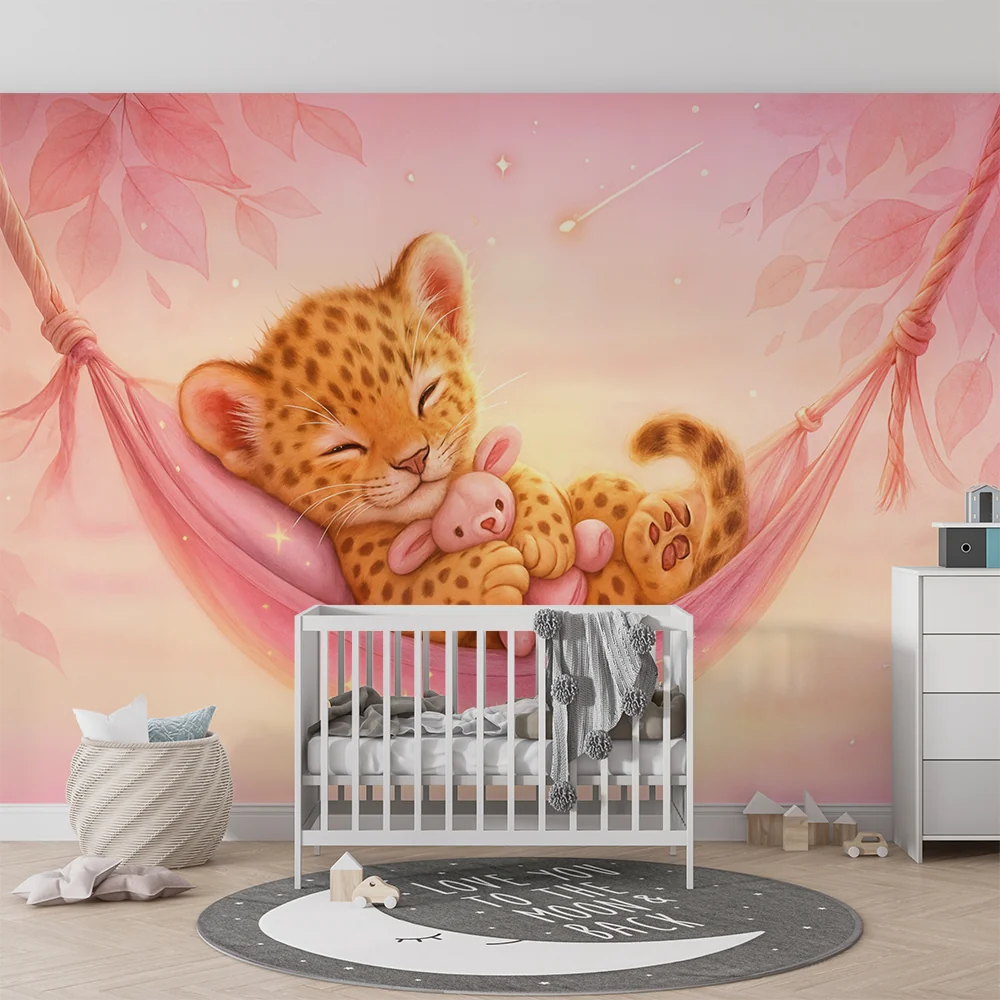 Tapety dla dzieci dżungla | Miękki leopard dziecięcy