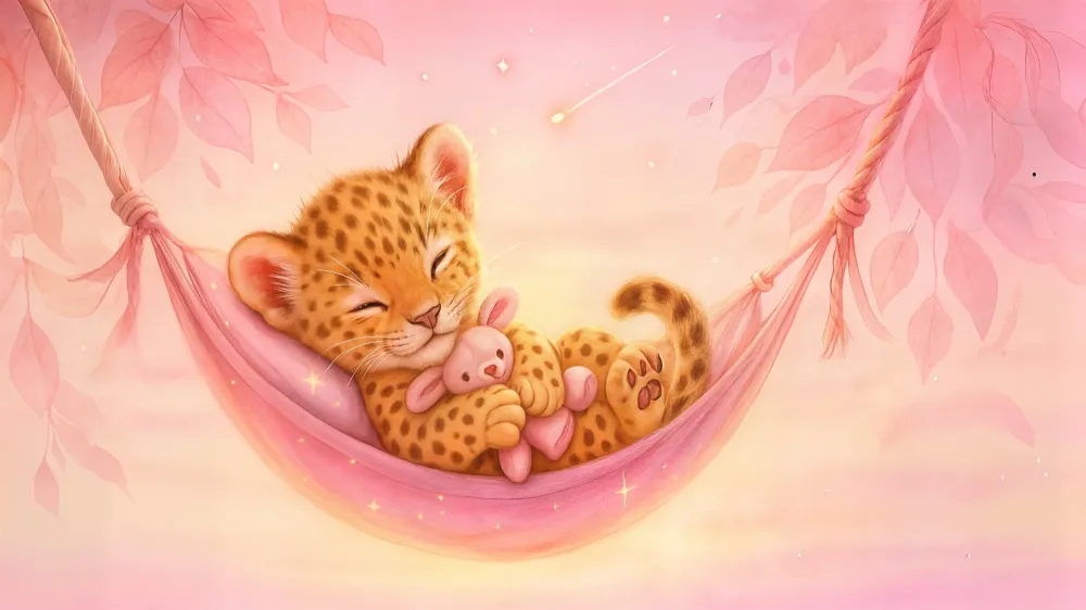 Tapety dla dzieci dżungla | Miękki leopard dziecięcy