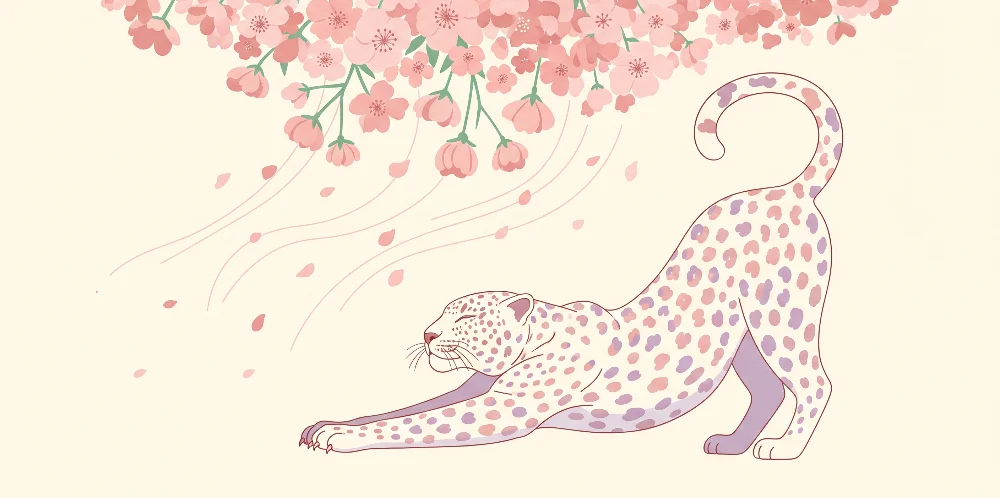 Tapety dla dzieci | Elegancki leopard pod kwitnącą wiśnią