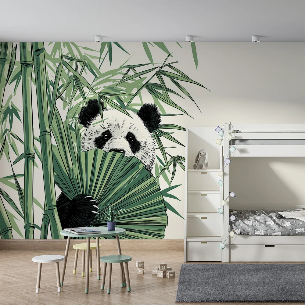 Tapety dla dzieci | Figielny panda ukryty wśród bambusów