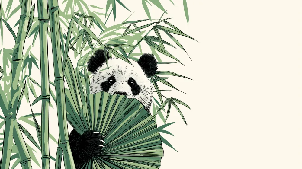 Tapety dla dzieci | Figielny panda ukryty wśród bambusów