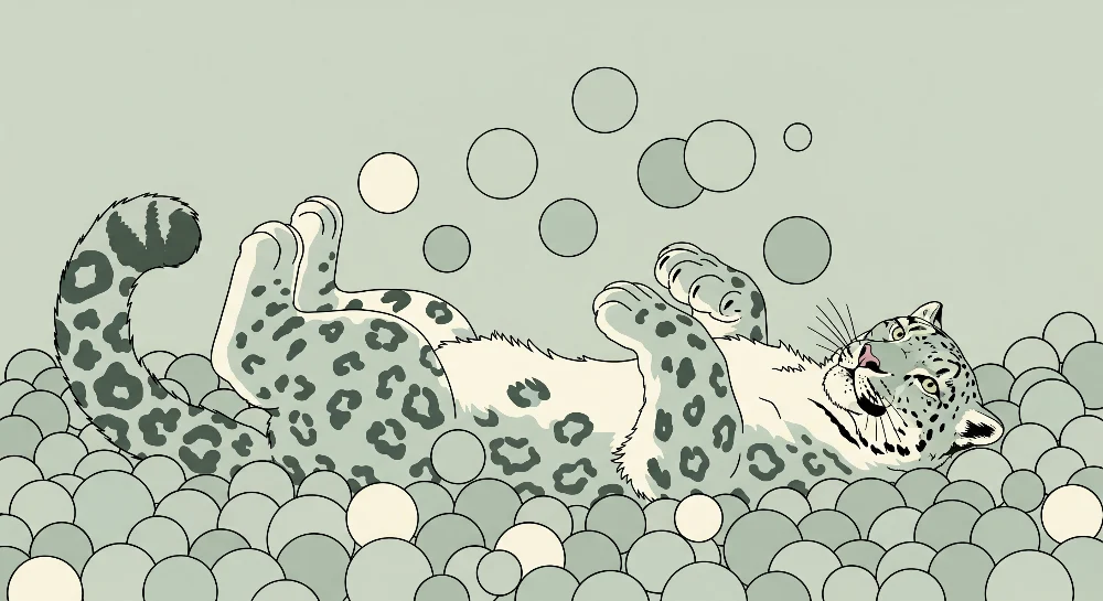 Tapety dla dzieci | Figlarny leopard w oceanie baniek