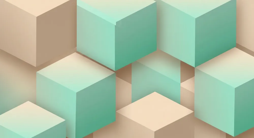 Tapety dla dzieci | Geometryczne sześciany w kolorze mięty i beżu