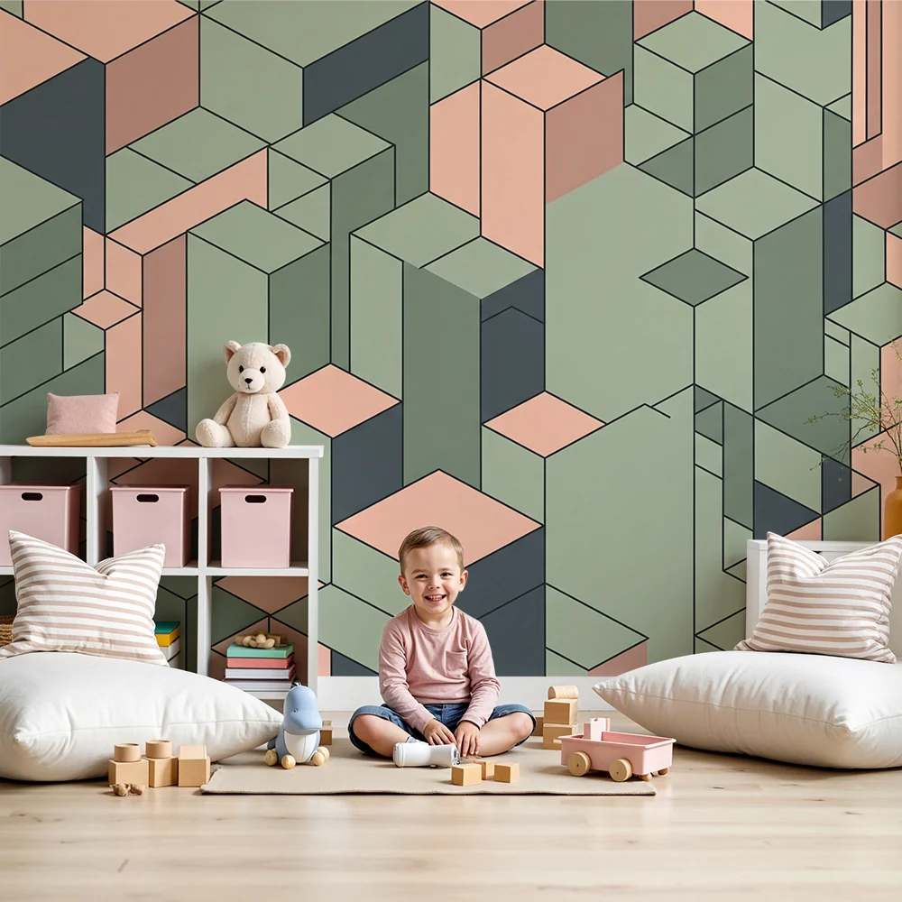 Tapety dla dzieci | Geometryczne wzory w pastelowych blokach