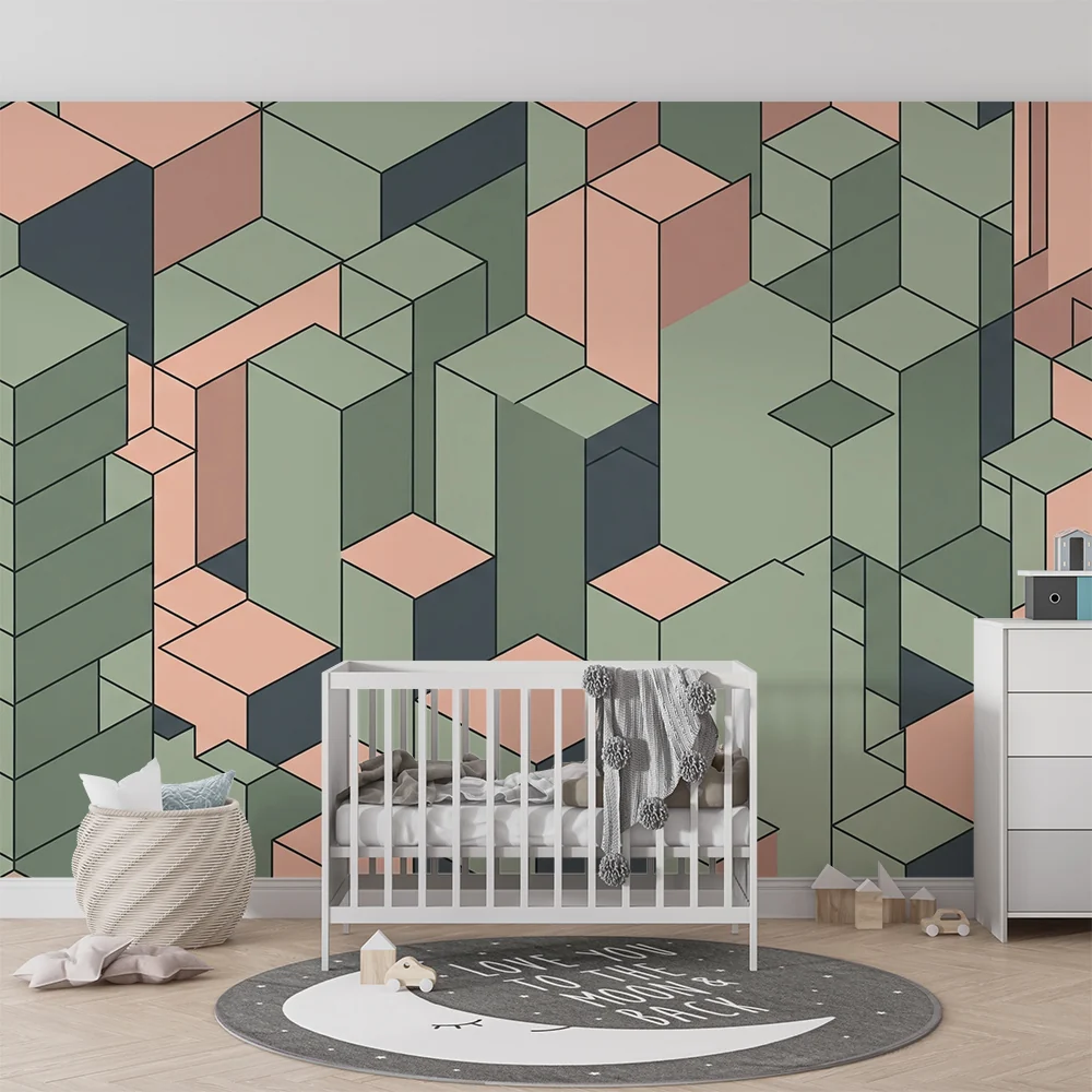 Tapety dla dzieci | Geometryczne wzory w pastelowych blokach