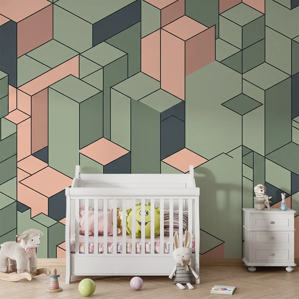 Tapety dla dzieci | Geometryczne wzory w pastelowych blokach