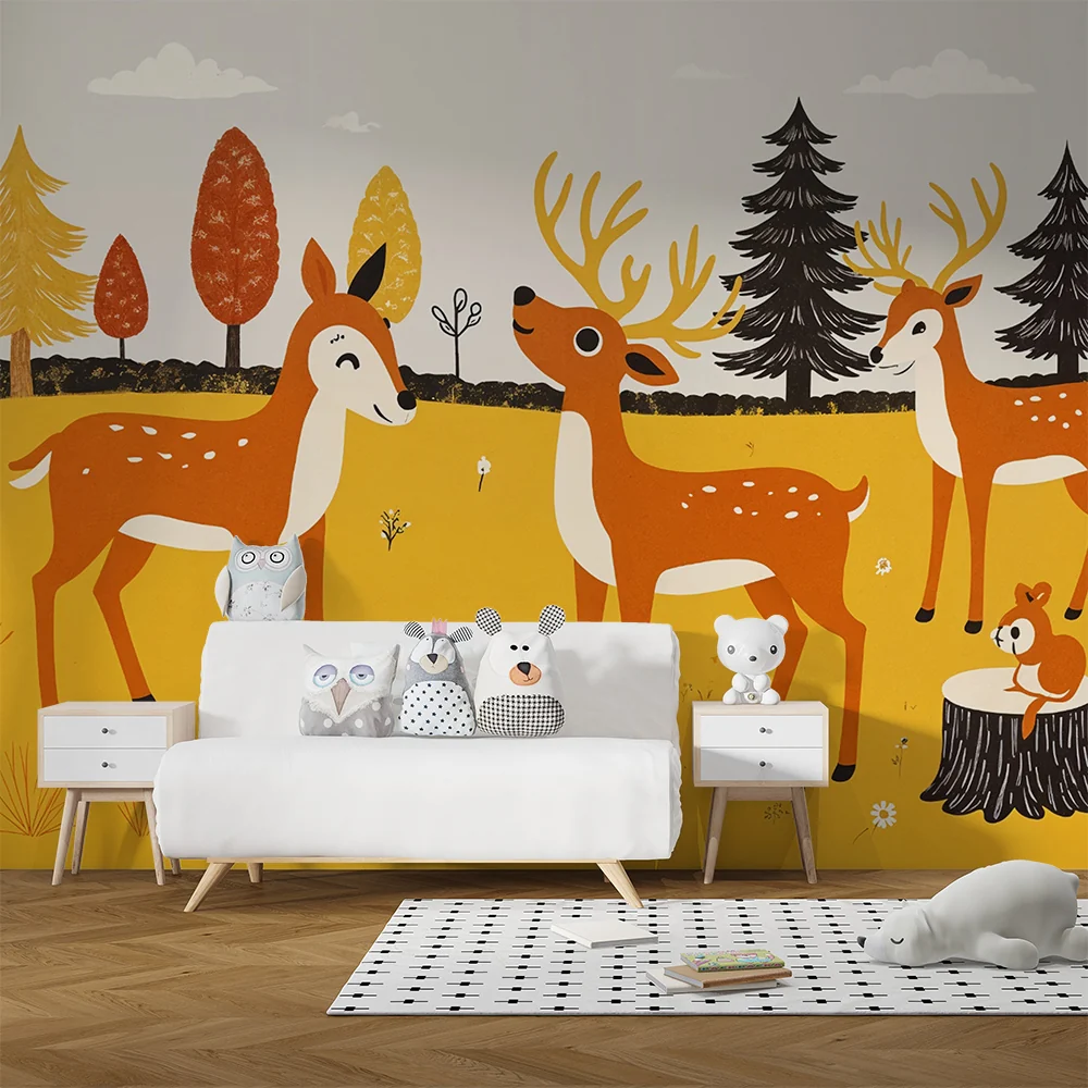 Tapety dla dzieci jelenie i las | Zabawny design dla dzieci