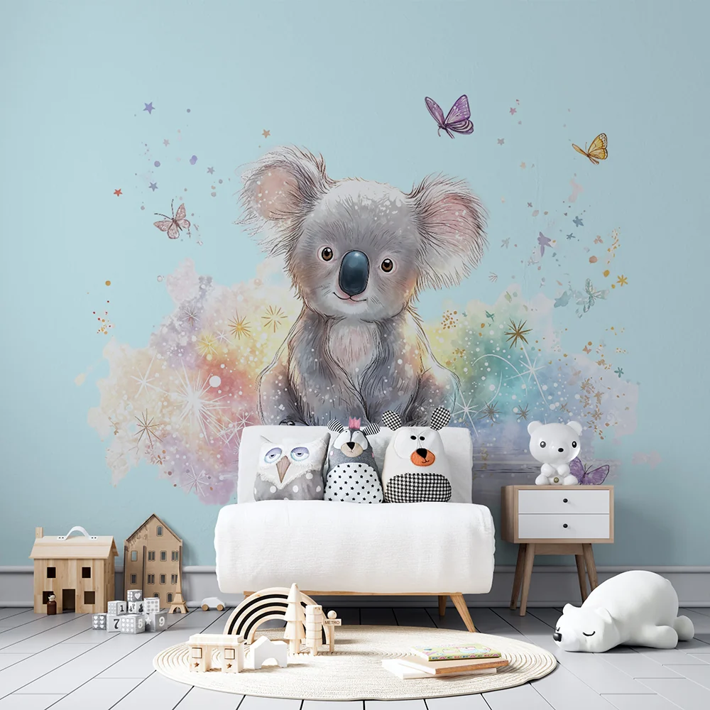 Tapety dla dzieci koala | Czarujące pastelowe motyle
