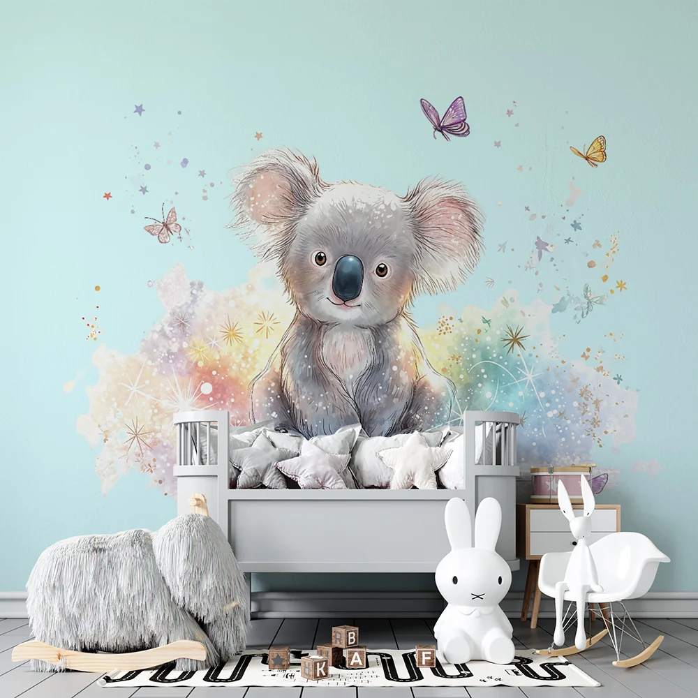 Tapety dla dzieci koala | Czarujące pastelowe motyle