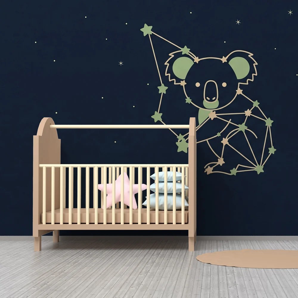 Tapety dla dzieci | Koala i gwiazdozbiory pod gwiaździstym niebem