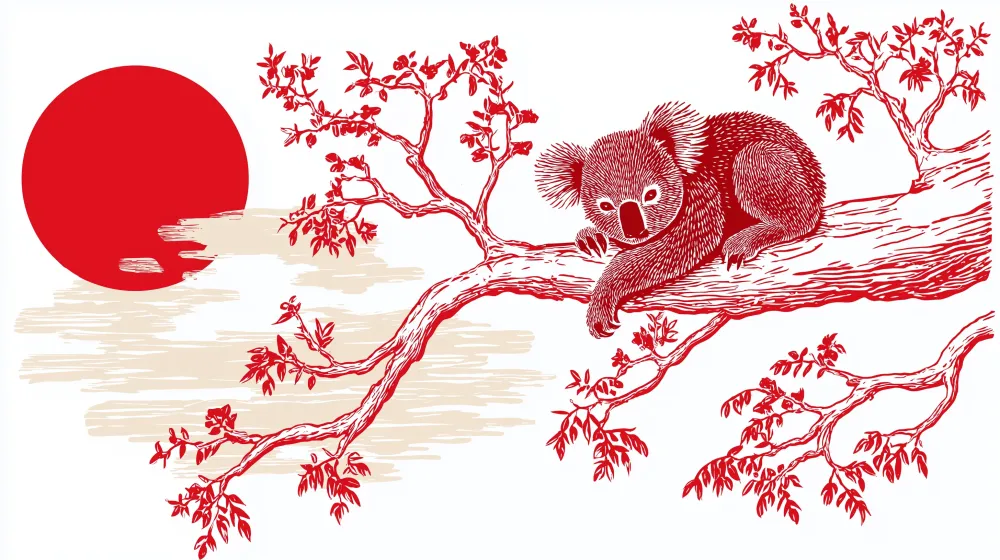 Tapety dla dzieci | Koala i zachód słońca