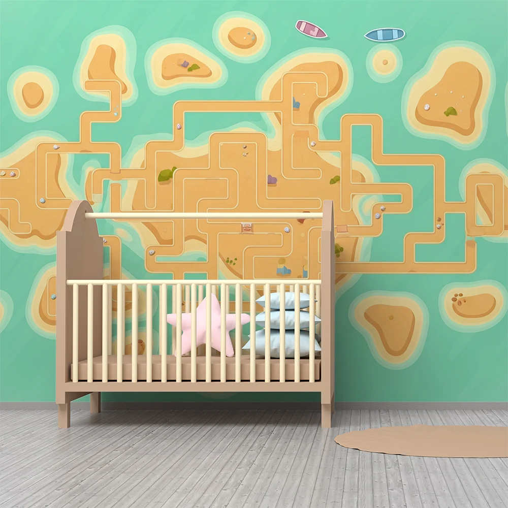 Tapety dla dzieci | Kolorowa mapa wysp z krętymi ścieżkami