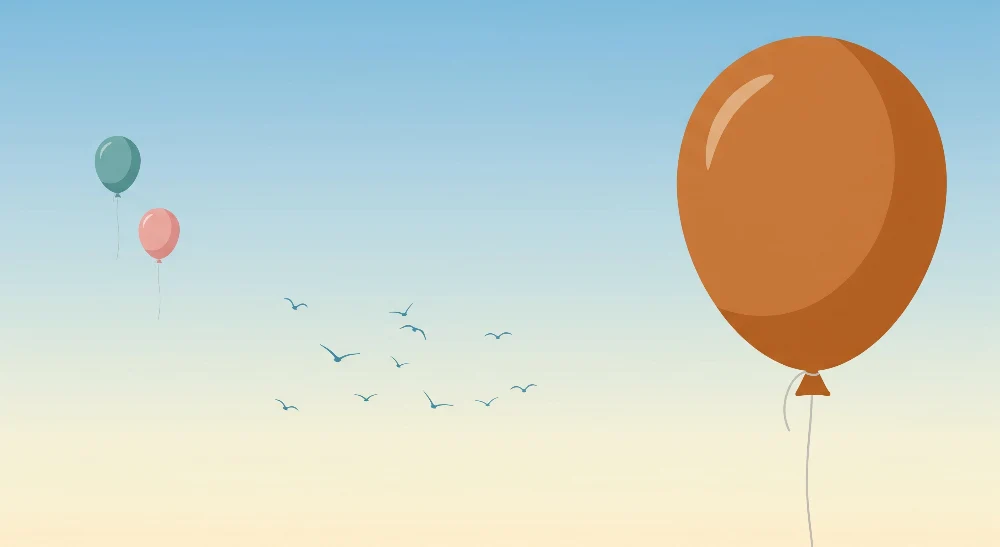 Tapety dla dzieci | Kolorowe balony unoszące się na spokojnym niebie