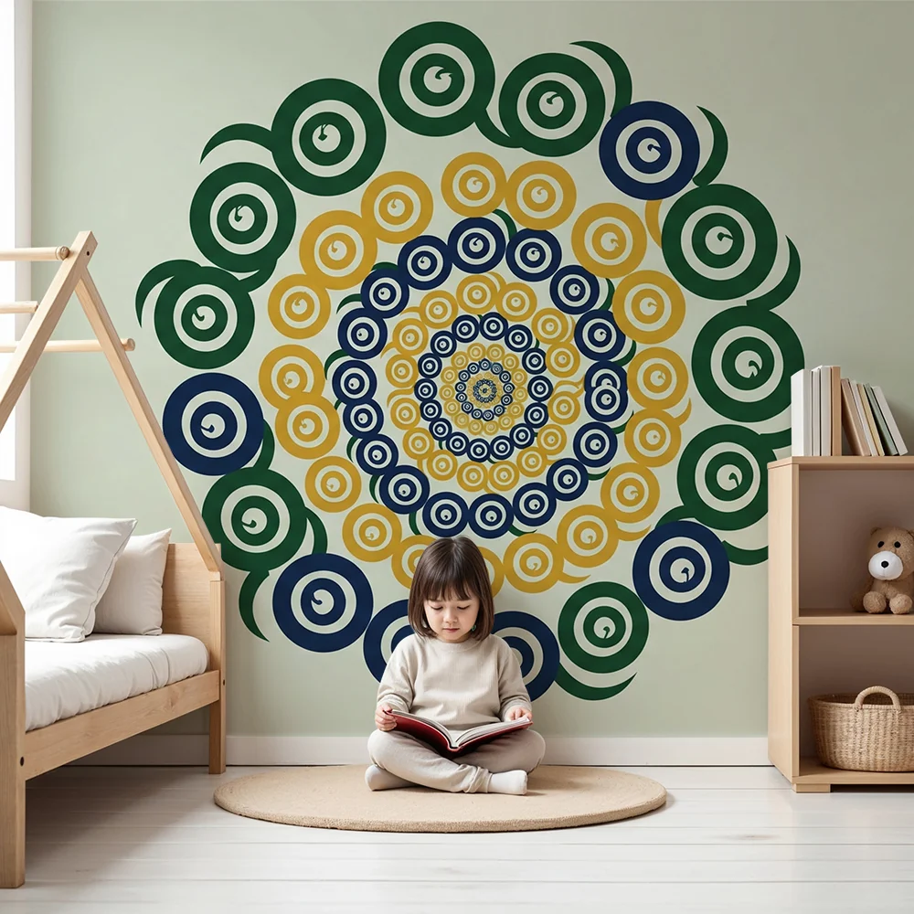 Tapety dla dzieci | Kolorowe spiralne motywy na delikatnym tle