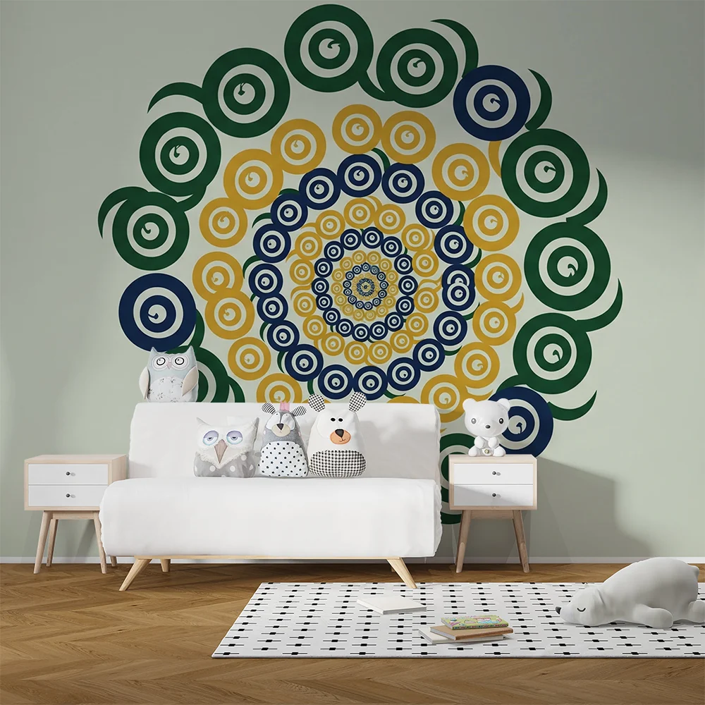 Tapety dla dzieci | Kolorowe spiralne motywy na delikatnym tle
